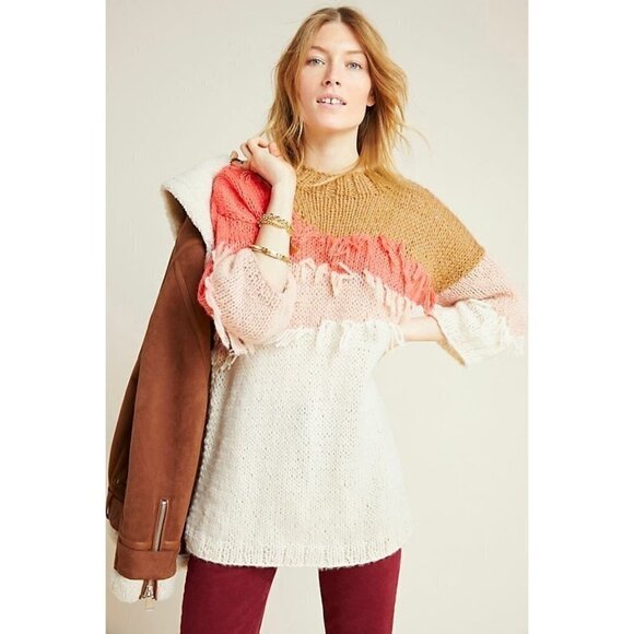 Anthropologie Sweaters - $298 Anthropologie Veroalfie Marlene Fringed Pullover Tunic Sweater Size S NWT
